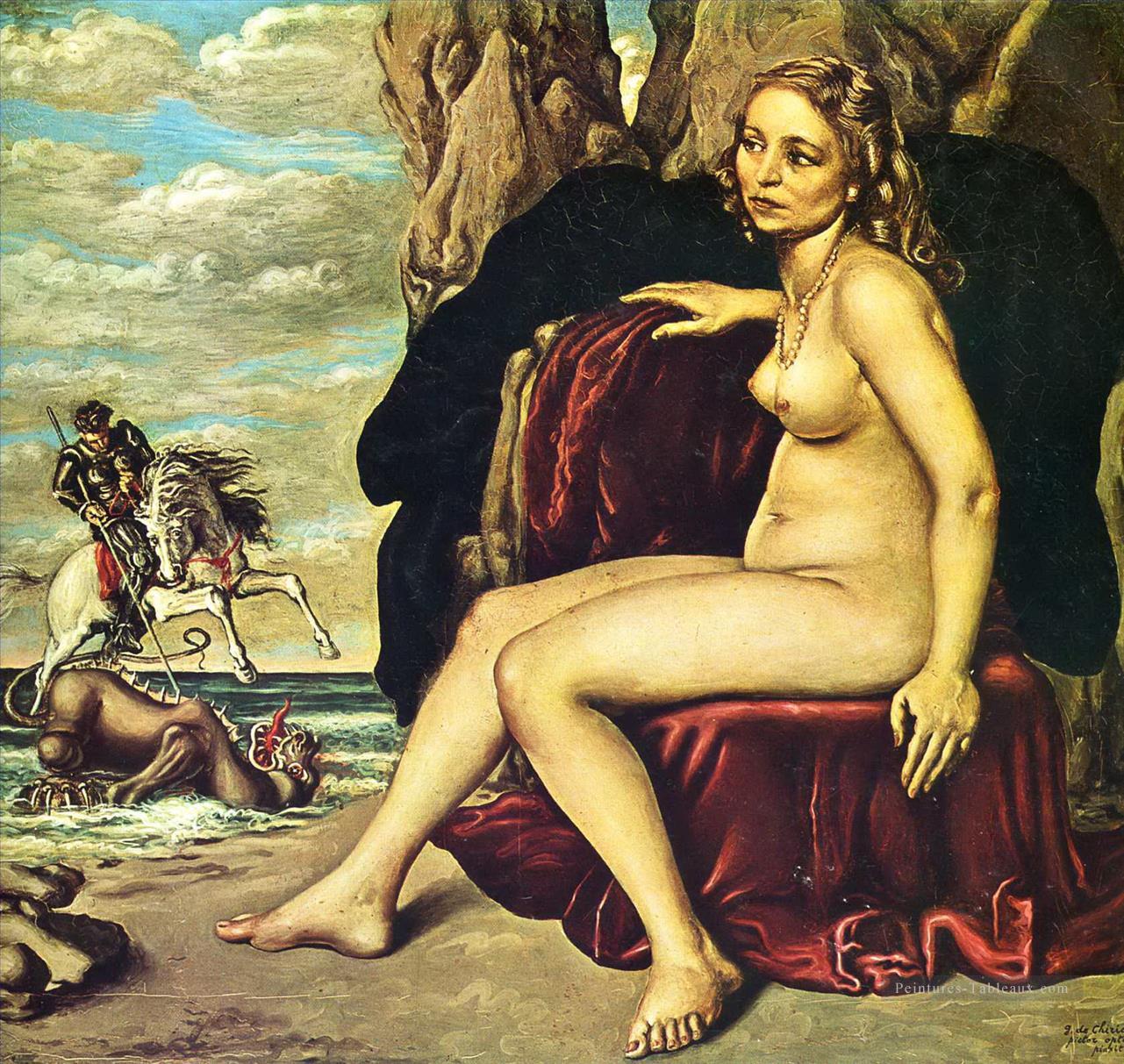St George tuant le Dragon 1940 Giorgio de Chirico nu impressionniste Peintures à l'huile